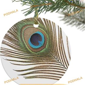 Peacock Feather Artistic Ornament, Custom Family Ornaments