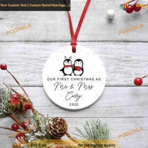 Penguin First Christmas Ornament, Personalized Ornament Gift