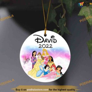 Personalized 2023 Disney Princess Christmas Ornament, Disneyland Christmas Ornaments