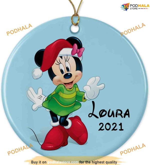 Personalized 2023 Dressed Minnie Christmas Ornament, Mickey Mouse Ornaments