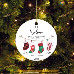 Personalized 2023 Family Hanging Stockings Ornament, Custom Bauble, Family Tree Decoration