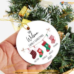 Personalized 2023 Family Hanging Stockings Ornament Custom Bauble Family Tree Decoration 3