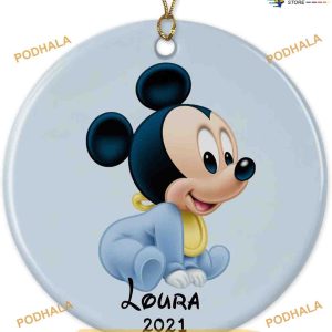 Personalized 2023 Mickey Baby's First Christmas Ornament, Disneyland Christmas Ornaments