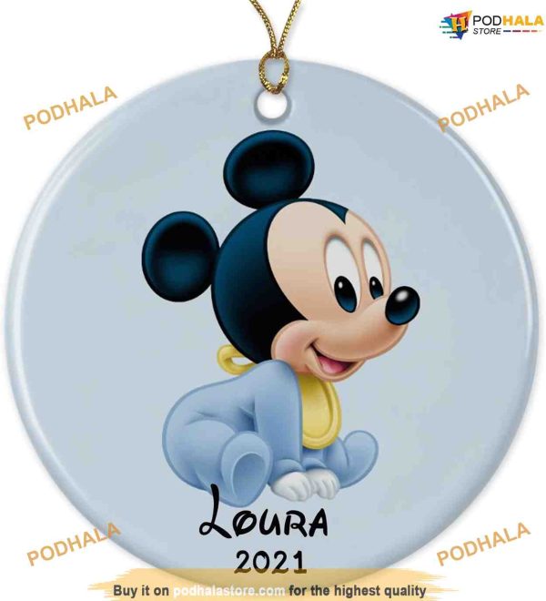 Personalized 2023 Mickey Baby’s First Christmas Ornament, Disneyland Christmas Ornaments