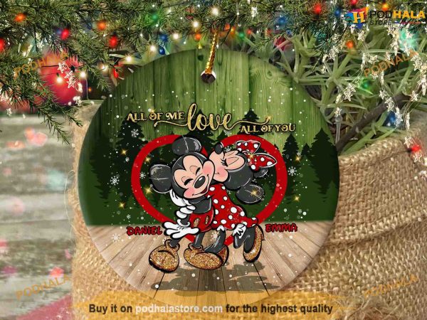 Personalized 2023 Mickey & Minnie Kiss, Disney Christmas Tree Ornaments
