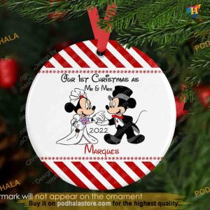Personalized 2023 Mickey & Minnie Wedding Ornament, Disney Christmas Tree Ornaments
