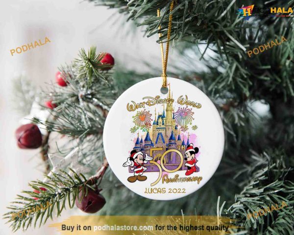 Personalized 2023 Mickey Mouse Holiday Ornament, Disney Christmas Tree Decor