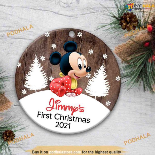 Personalized 2023 Mickeys 1st Christmas Ceramic Ornament, Disney Christmas