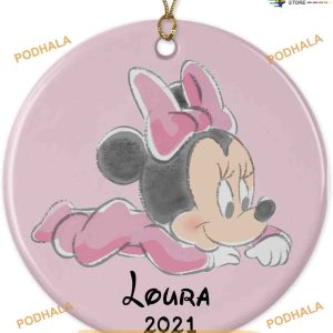 Personalized 2023 Minnie Baby's First Christmas Ornament, Disneyland Christmas Ornaments