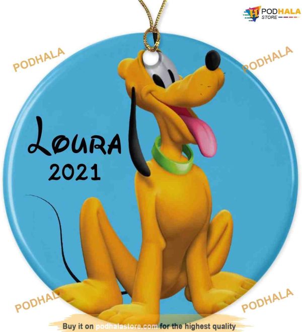 Personalized 2023 Pluto Sitting Disney Ornament, Mickey Mouse Ornaments