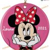 Personalized 2023 Red Minnie Head Ornament, Disney Christmas Tree Decor