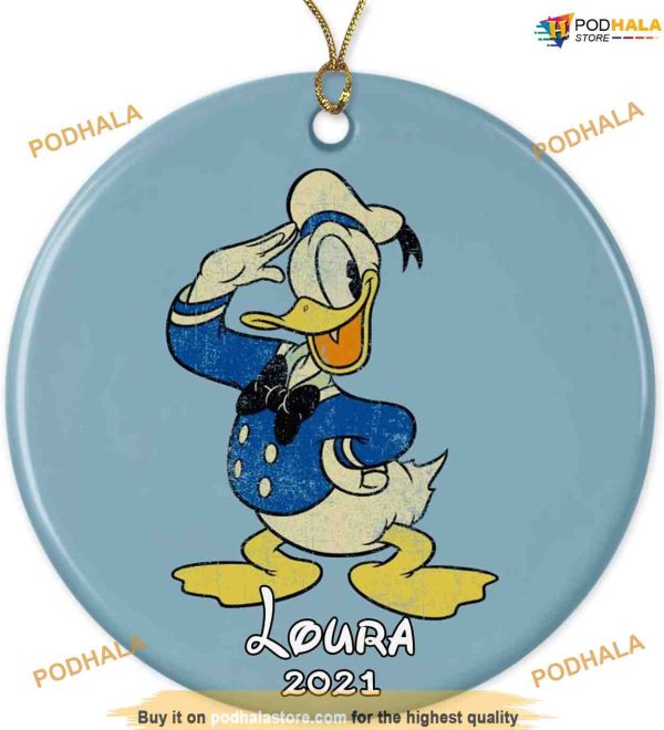 Personalized 2023 Vintage Donald Duck Ornament, Disneyland Christmas Ornaments
