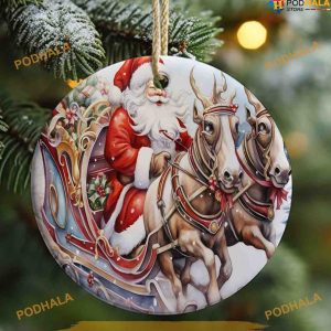 Personalized 3D Reindeer Santa Claus Ornament, Personalized Family Ornaments