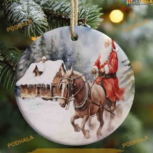 Personalized 3D Santa Claus Horse Ornament, Friends Christmas Ornaments