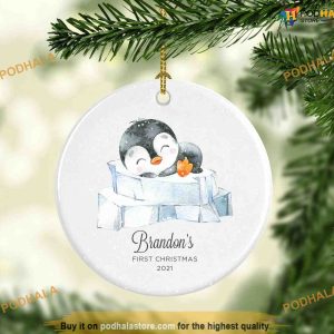 Personalized Baby Boy First Christmas Penguin, Baby's First Christmas Ornament