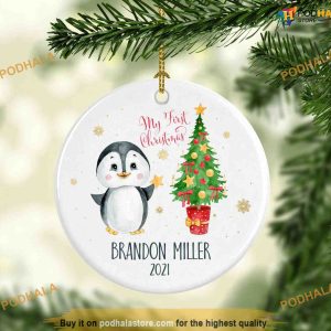 Personalized Baby Boy First Christmas Penguin Ornament, 1st Christmas Ornament