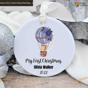Personalized Baby Girl First Christmas Bauble Keepsake Ornament