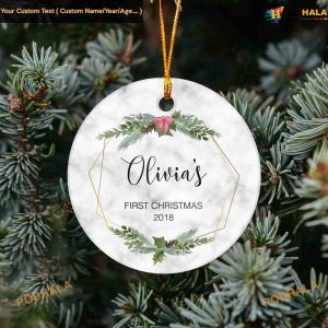 Personalized Baby Girl's First Christmas Ornament Gift
