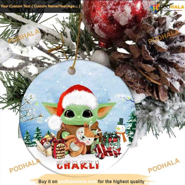 Personalized Baby Yoda Christmas Ornament, Star Wars Xmas Decor