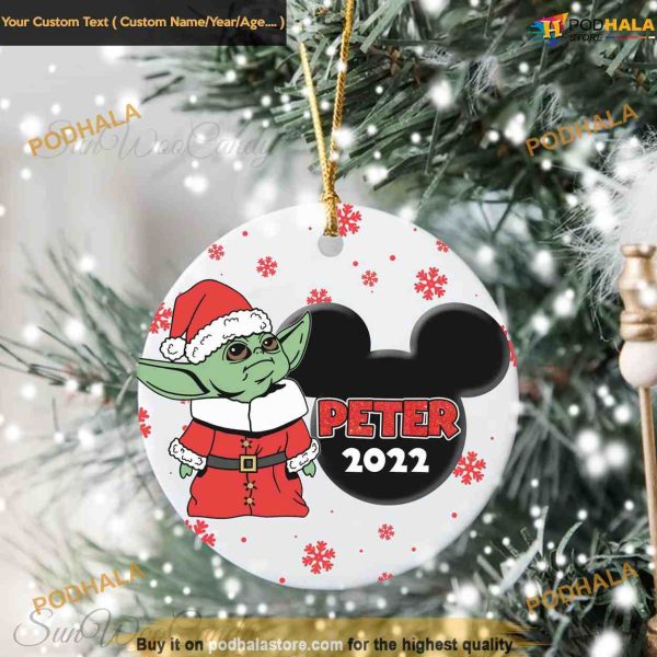 Personalized Baby Yoda Christmas Tree Ornaments, Star Wars Xmas Decorations