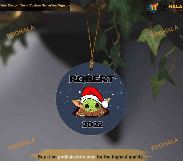 Personalized Baby Yoda Xmas Ornament, Star Wars Christmas Tree Decorations