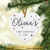 Personalized Baby's 1st Christmas, Heart Shaped Bauble
