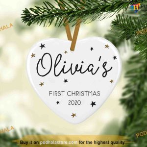 Personalized Baby's 1st Christmas, Heart Shaped Bauble