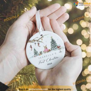 Personalized Baby's 1st Xmas 2023, Bunny Rabbit Decoration, Family Christmas Ornaments