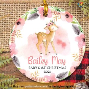 Personalized Baby's First Christmas Deer Ornament 2023, First Christmas Baby Girl
