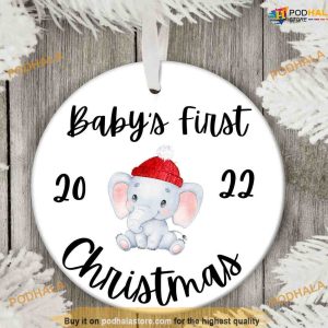 Personalized Baby's First Christmas, Elephant Theme Gift