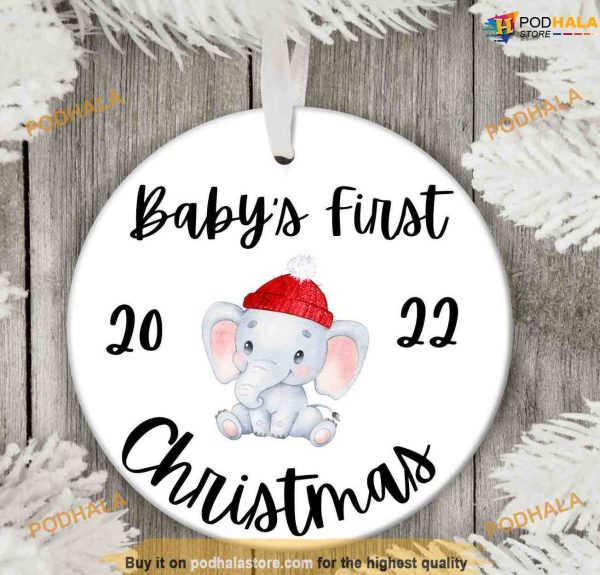 Personalized Baby’s First Christmas, Elephant Theme Gift