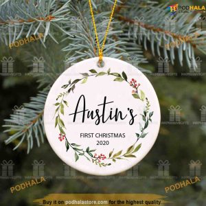 Personalized Baby's First Christmas Ornament, Baby Shower Gift