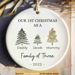Personalized Baby's First Christmas Ornament, Family of Three Christmas Ornament