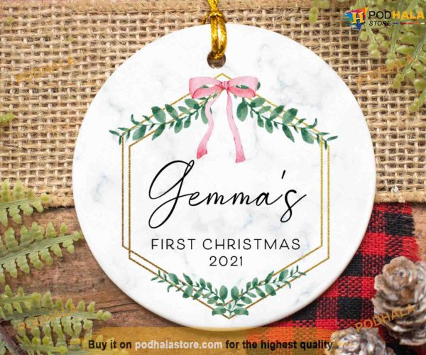 Personalized Baby’s First Christmas Ornament for Girl 2023, Baby’s First Christmas Ornament