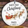 Personalized Baby's Reindeer First Christmas Ornament, Funny Xmas Gifts