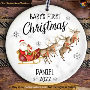 Personalized Baby's Reindeer First Christmas Ornament, Funny Xmas Gifts