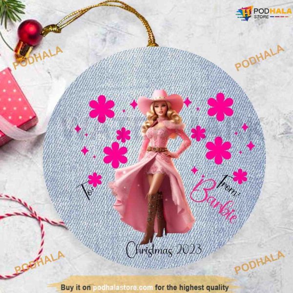 Personalized Barbie Christmas Ornaments, Western Barbie Doll Tree Design