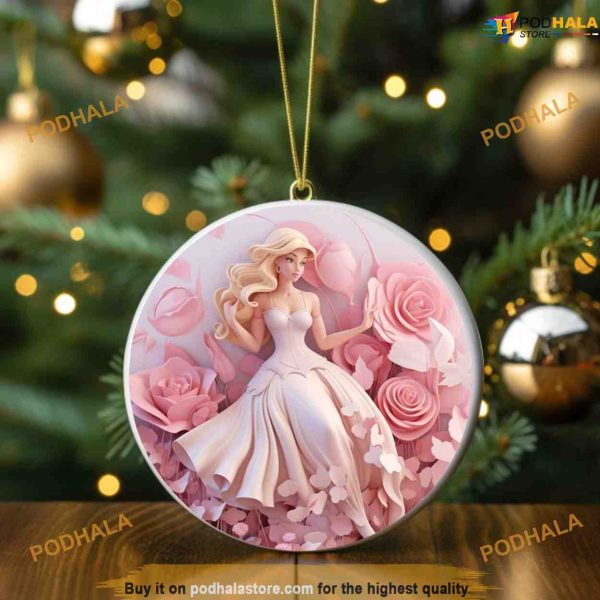 Personalized Barbie Doll Christmas Ornaments, Glass Barbie Tree Design