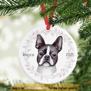Personalized Boston Terrier Christmas Decoration, Memorial Ornament for Dog Lover