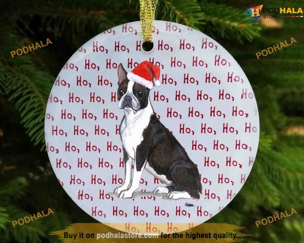 Personalized Boston Terrier Christmas Ornament, Elegant Dog Decoration