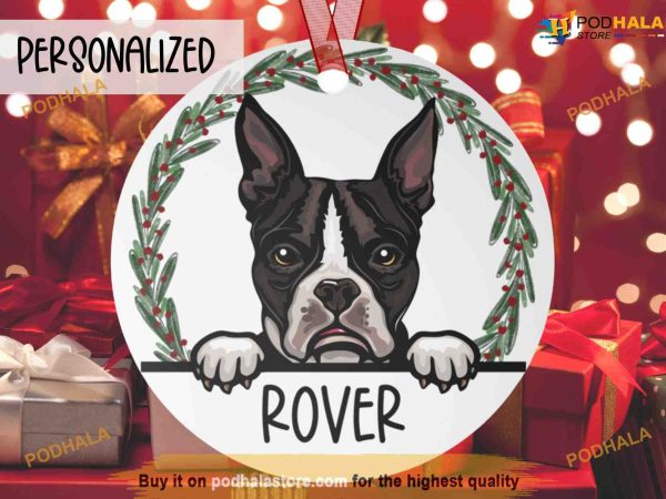 Personalized Boston Terrier Christmas Tribute, Dog Lover’s Memorial Ornament
