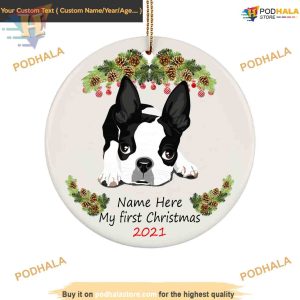 Personalized Boston Terrier Star Ornament, Family Christmas Decoration
