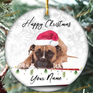 Personalized Boxer Puppy Pet Christmas Ornament, Family Tree Decoration