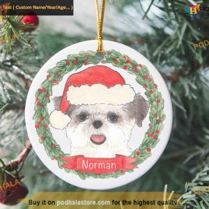 Personalized Brown & White Shih Tzu Ornament, Funny Christmas Decoration