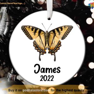 Personalized Butterfly Santa Christmas Ornament, Family Tree Decoration