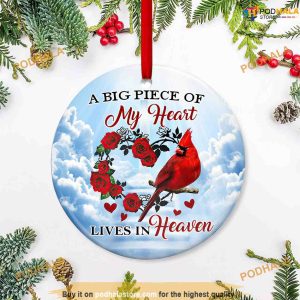 Personalized Cardinal Heaven Circle Ornament, Piece of My Heart, Christmas Cardinals Tree Ornaments.