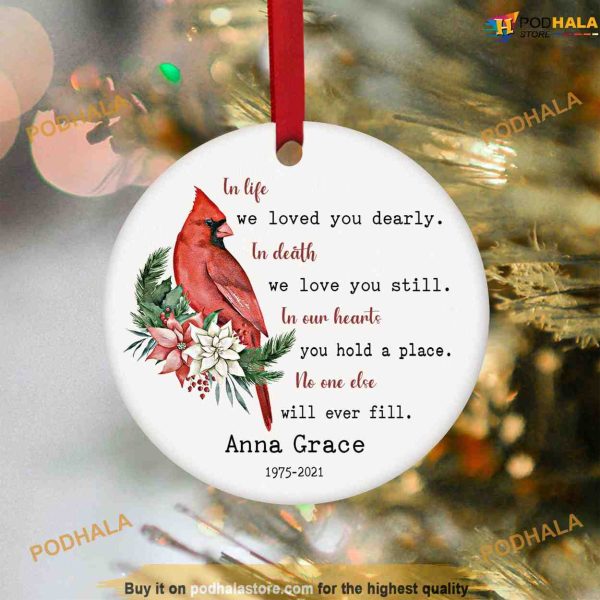 Personalized Cardinal Ornament, Family Loss, Red Cardinal Christmas Ornaments