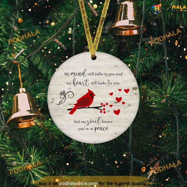 Personalized Cardinal Ornament, My Soul Knows You’re At Peace, Cardinal Christmas Tree Ornaments