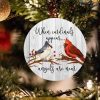 Personalized Cardinal Round Ornament, Christmas Sublimation, Red Cardinal Christmas Ornaments