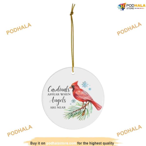 Personalized Cardinals Ceramic Ornament, Angels Near, Cardinal Bird Christmas Tree Ornaments